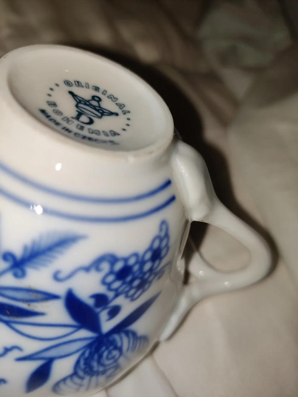 Blue Floral Porcelain Teacup - Classic White and Blue Design